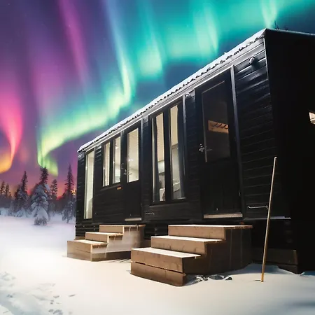 Borealis Village 3 With A Nature View, Fireplace, Sauna, Kitchen * Muonio